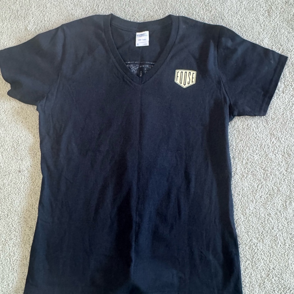 Chip Foose women’s black tee, medium, v-neck
